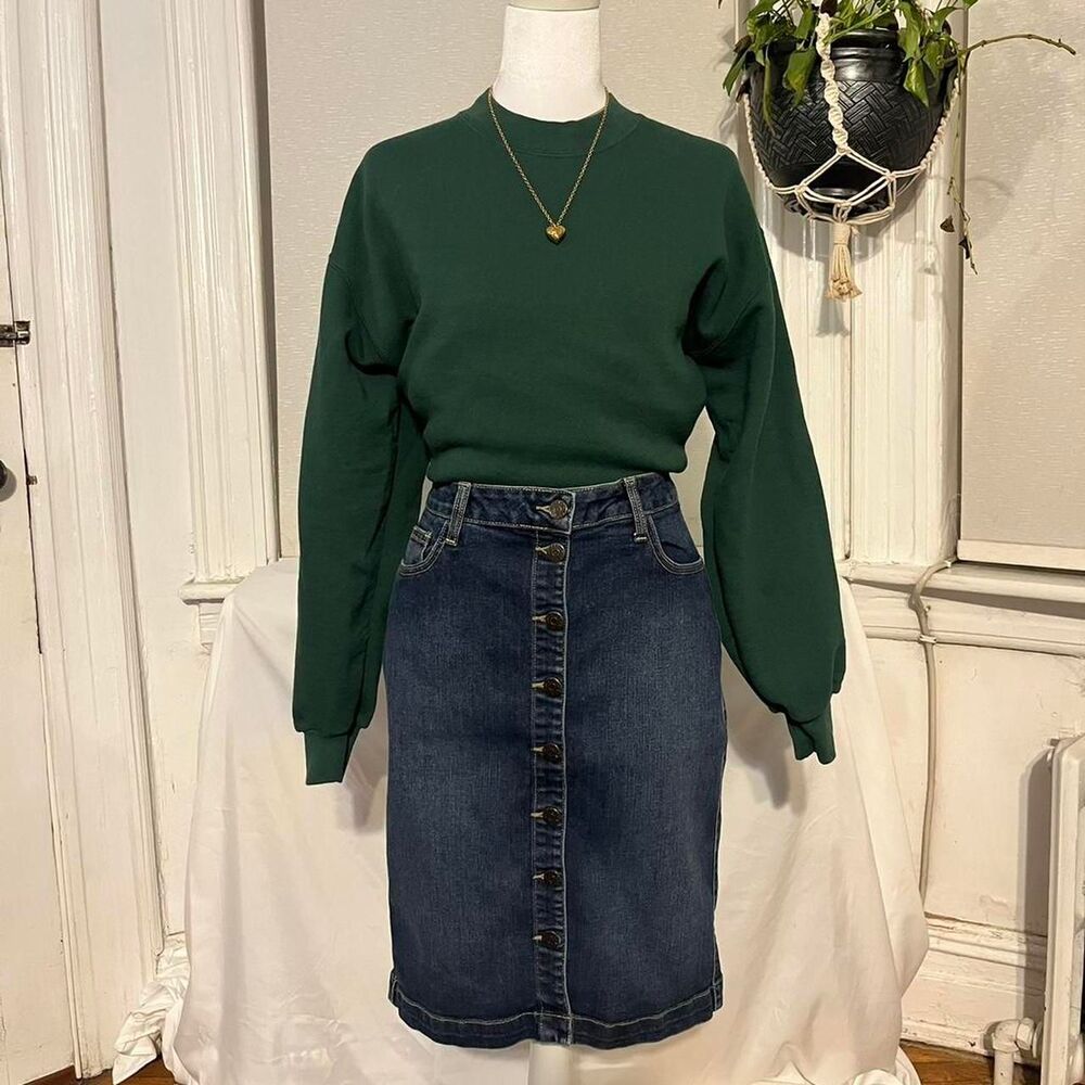 Button Front Dark Wash Denim Pencil Skirt - Cello Jeans